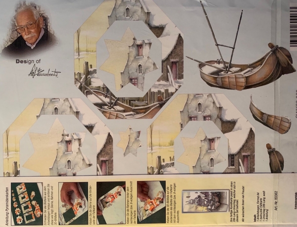3D Pyramidenkarten-Set Boot, weihnachtlich